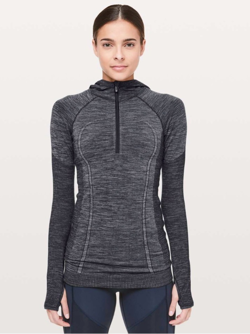 Lululemon | Swiftly Wool 1/2 Zip Hoodie | Nocturnal Teal / White